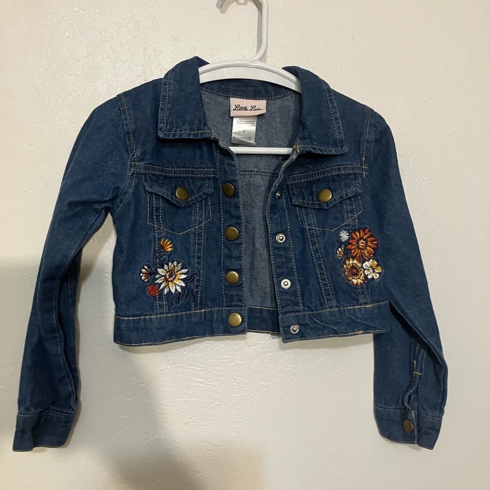 Little last floral embroidered jean jacket size 4 toddlers